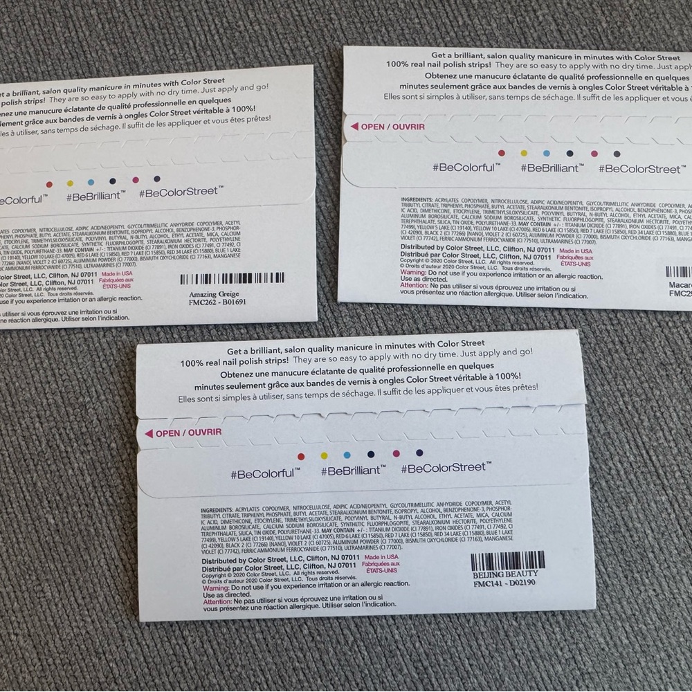 Color Street Nail Polish Strips - Amazing Greige, Macaron, Beijing Beauty - Picture 2 of 5